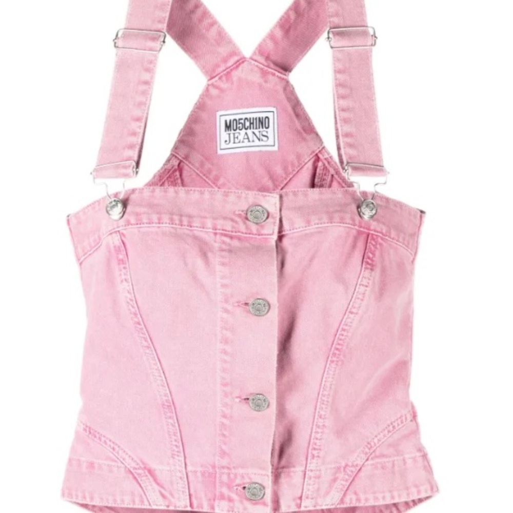 Moschino Pink Bustier Crop Top with Buttoned Style